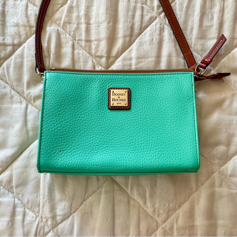 Dooney & Bourke Crossbody Bag Pebble Grain Leather Turquoise Purse Green Small